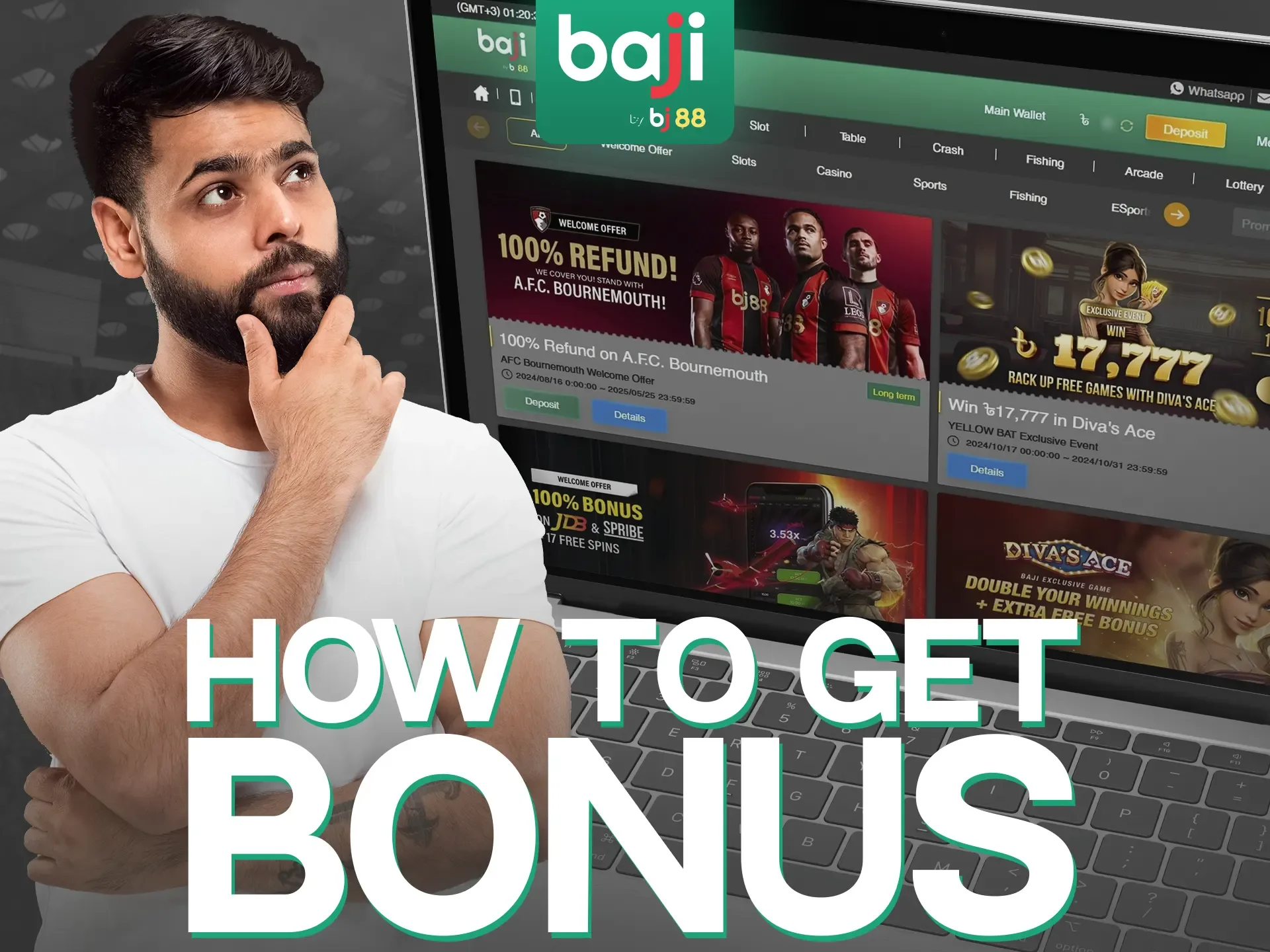 A simple guide on how to get bonuses at Baji Live website.