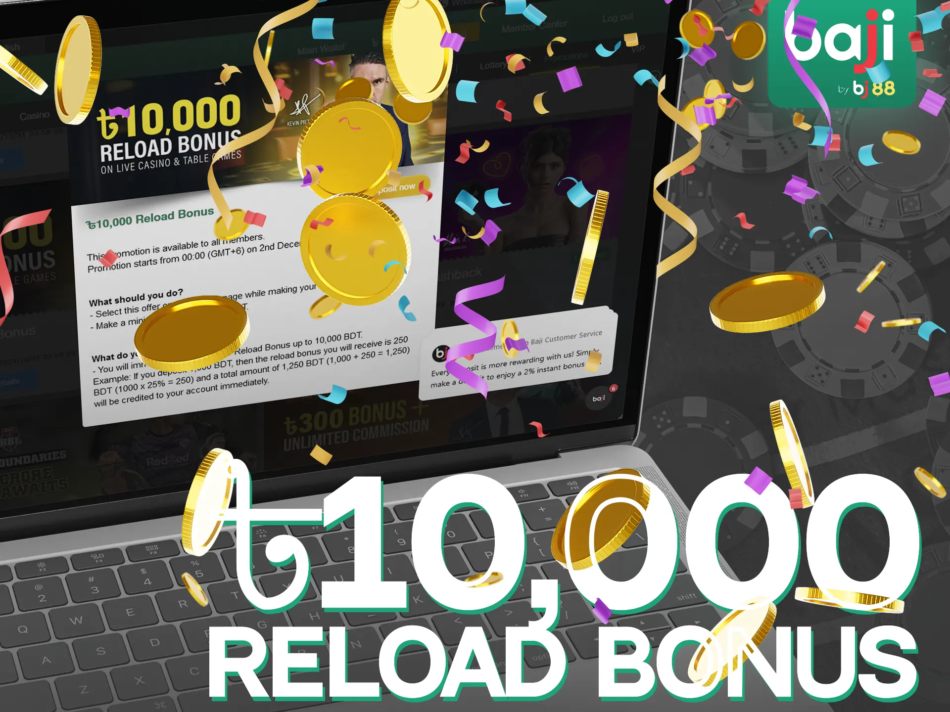 Make a deposit at Baji Live and get generous reload bonus.