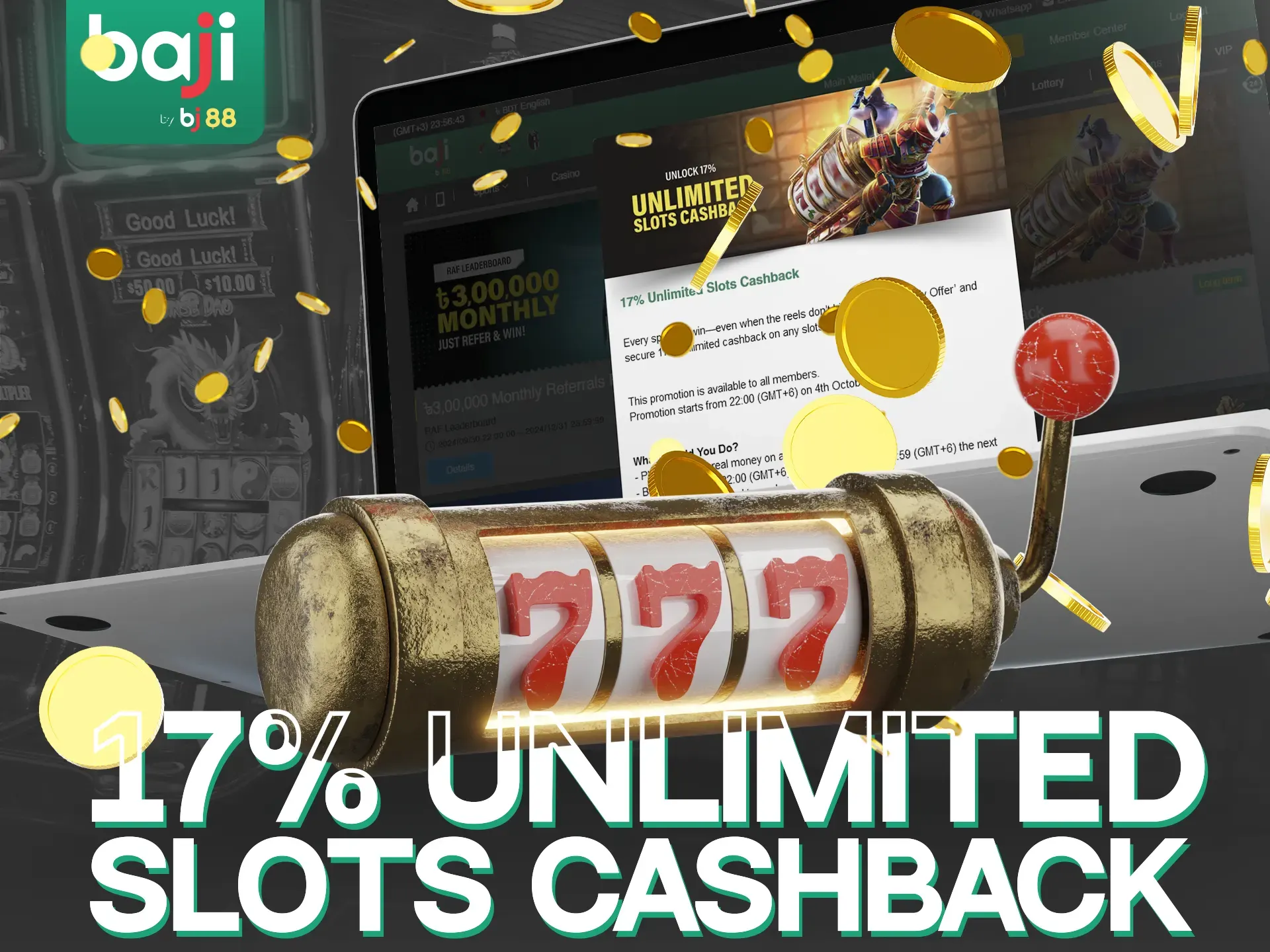 Enjoy cashback on any slots every week at Baji Live.