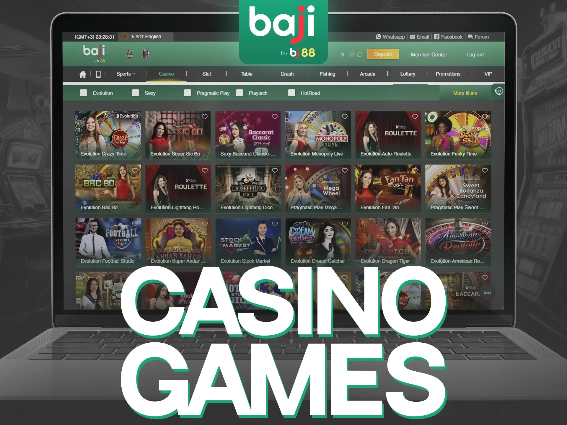 The casino section at Baji Live has a mix of classic and new games.