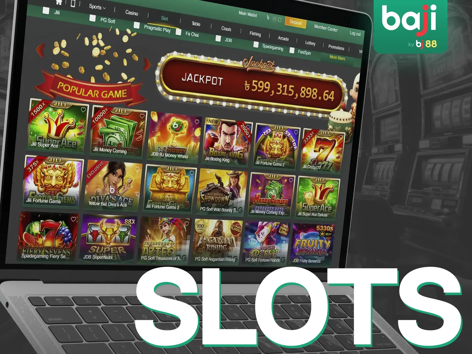 Play your favorite slot games at Baji Live casino.