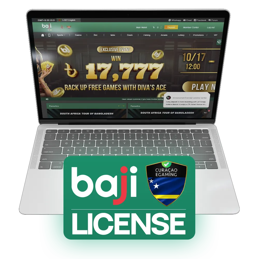 Detailed information about Baji Bet license.