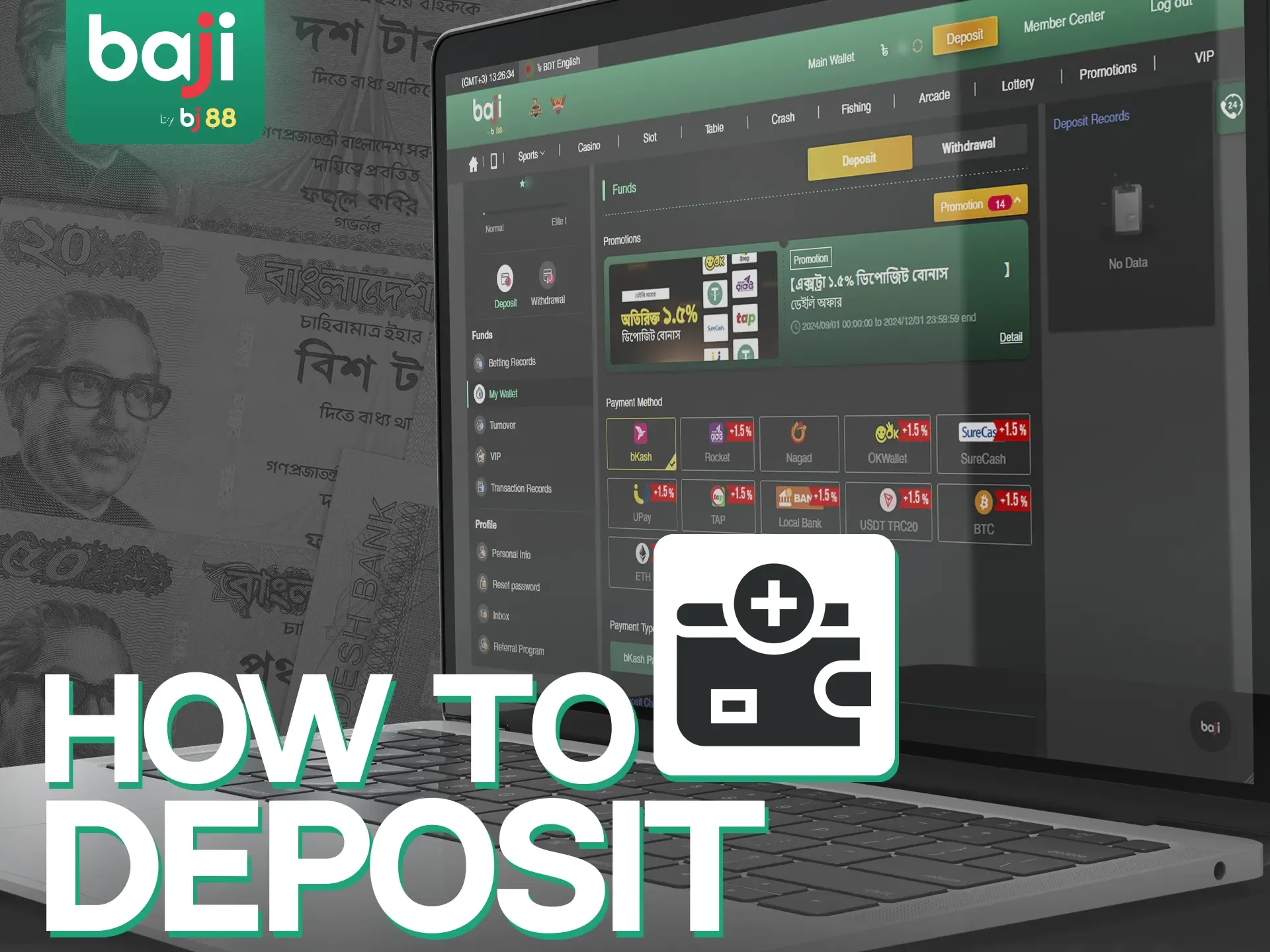 How to deposit money at Baji