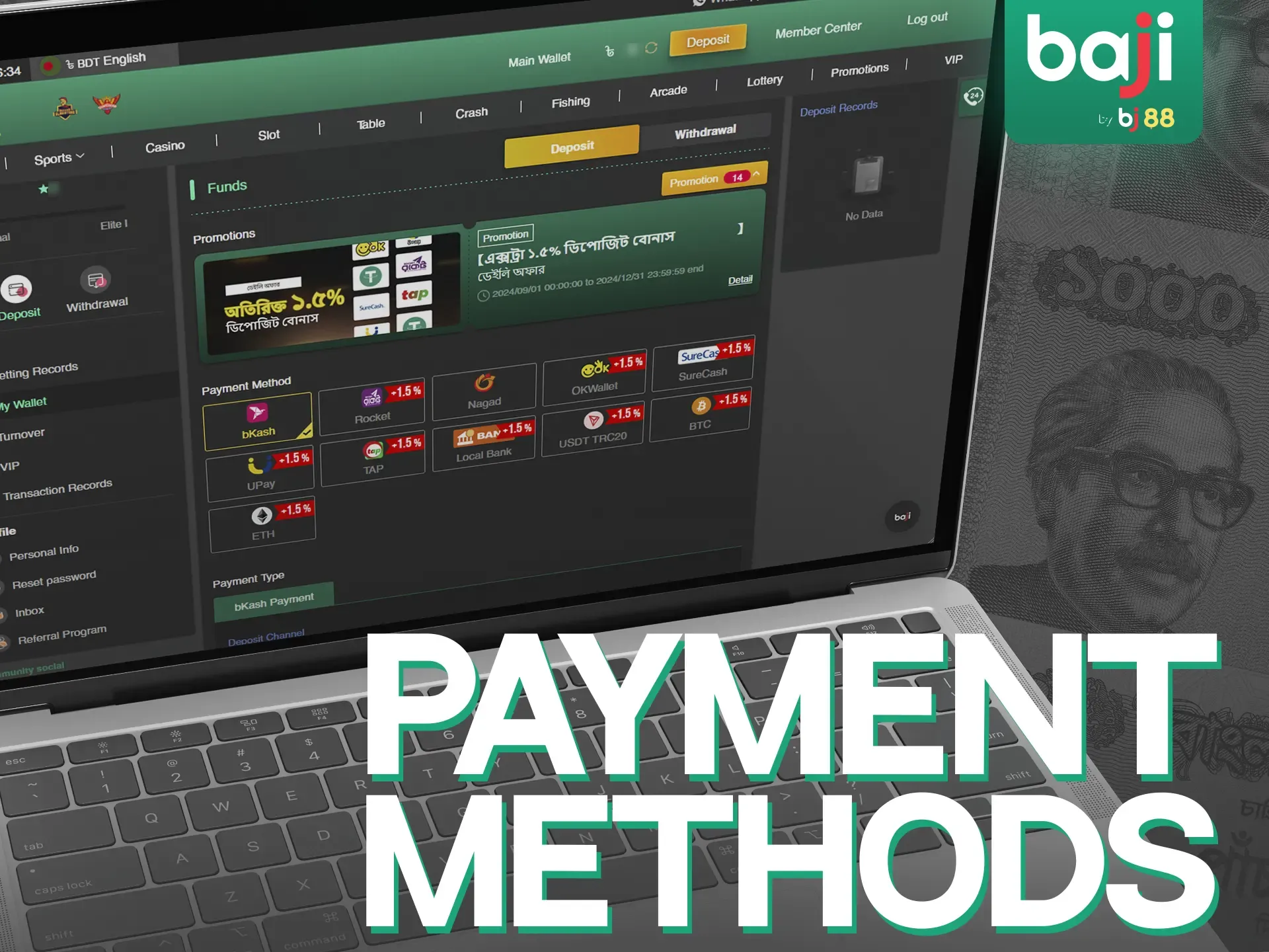 Baji Live payment methods