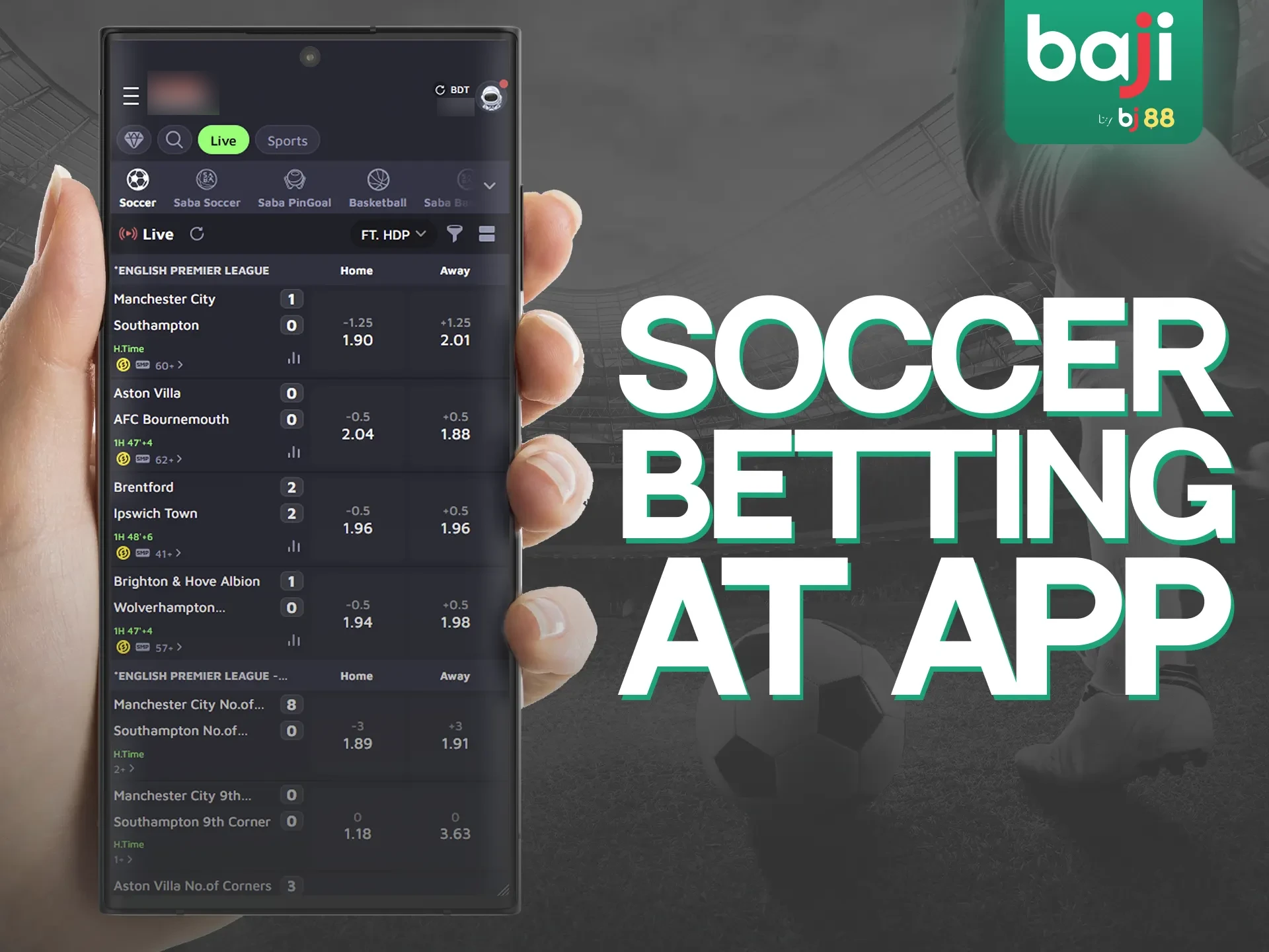 Betting on soccer with the Baji Live app is simple and convenient.