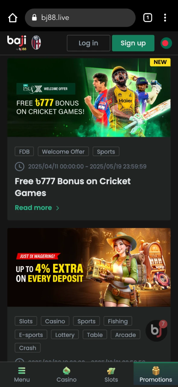 Baji Live online casino offers a wide range of bonuses for players.