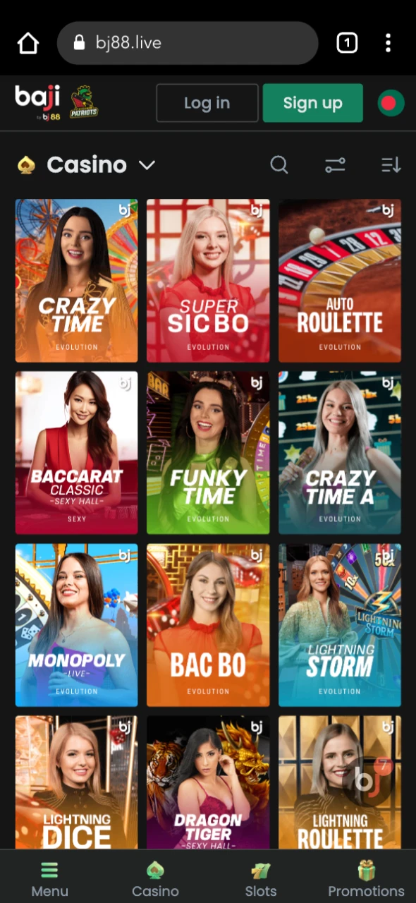 Play games from popular providers at Baji Live online casino.