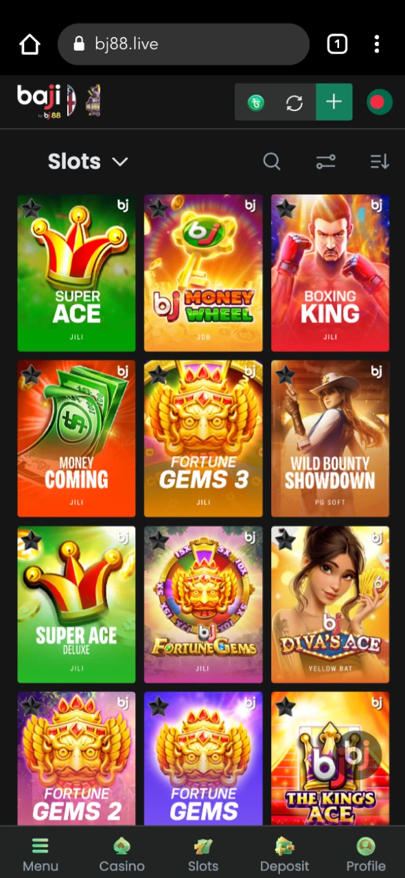 Choose a game in the casino games section at Baji Live online casino.