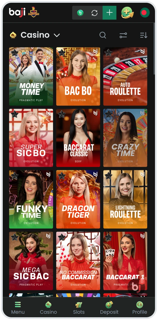 Start playing your favorite games after finishing the Baji Live registration process.