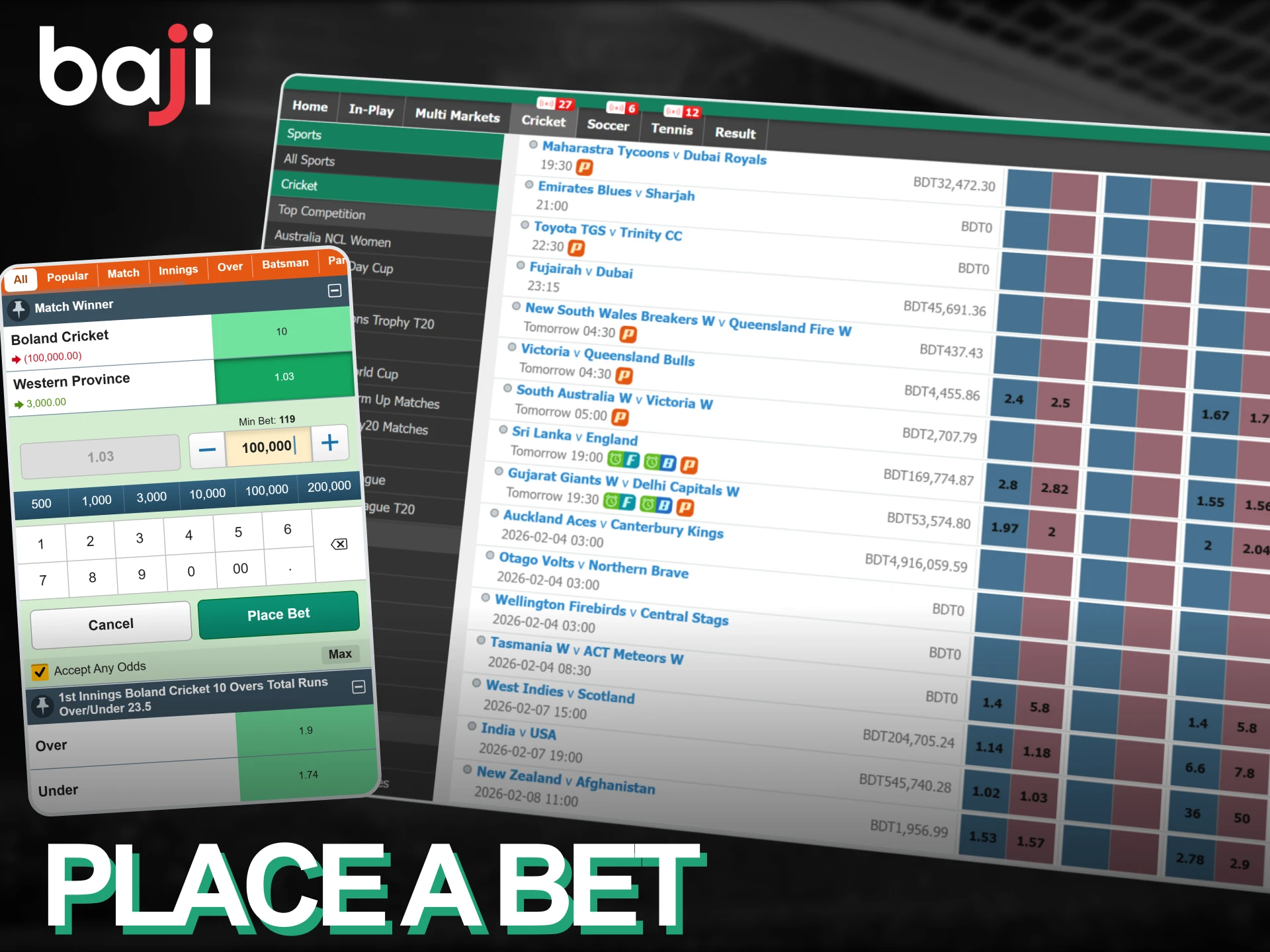 Follow the simple steps to place a bet on the Baji Live platform.