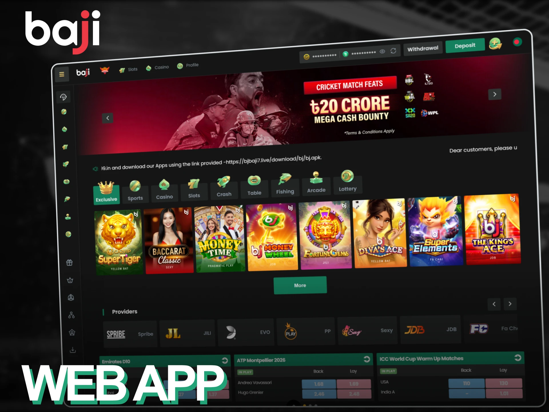 Install the Baji Live PWA to enjoy a fast mobile experience.