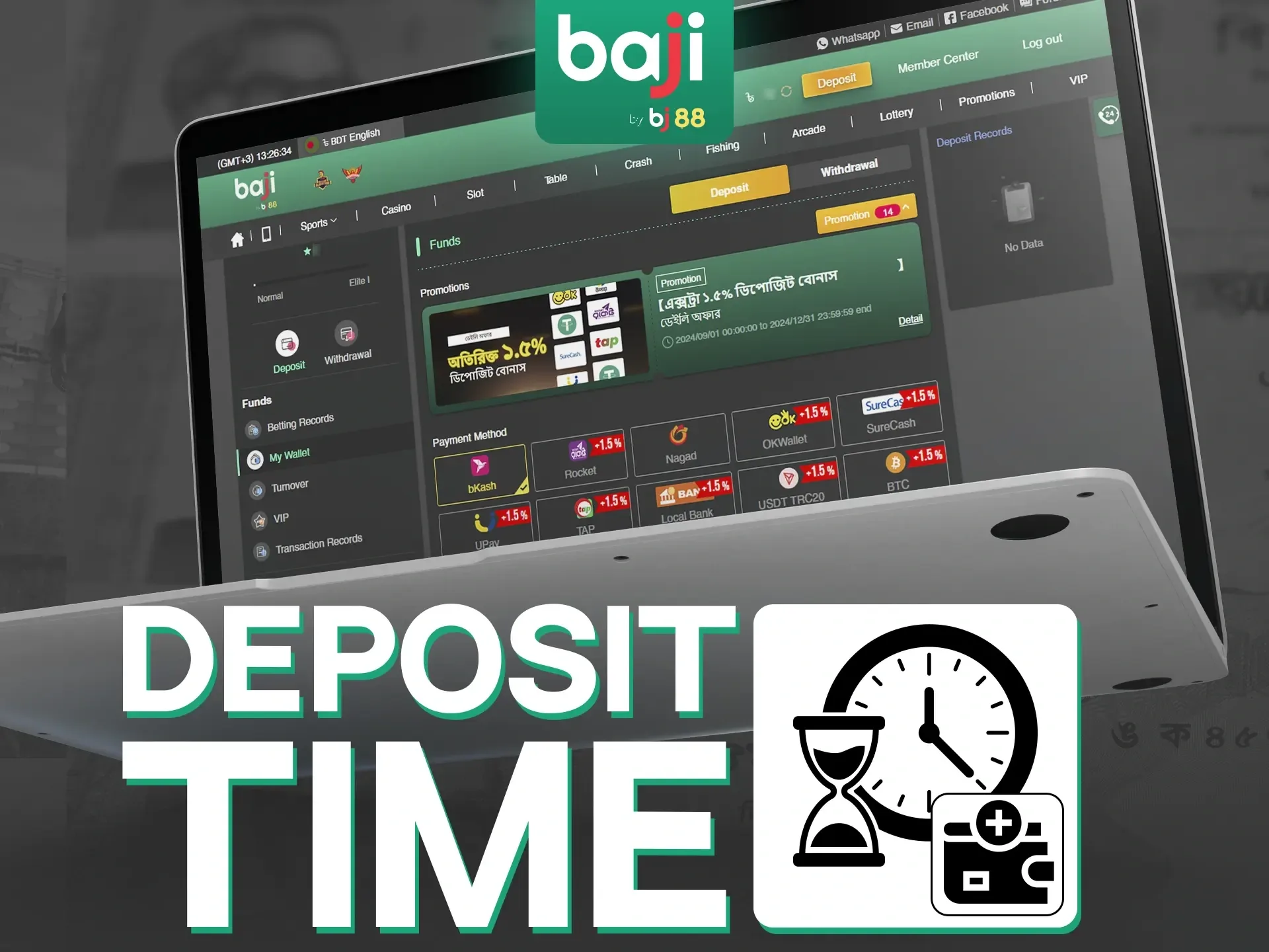 Fast payment processing on the Baji Live platform.