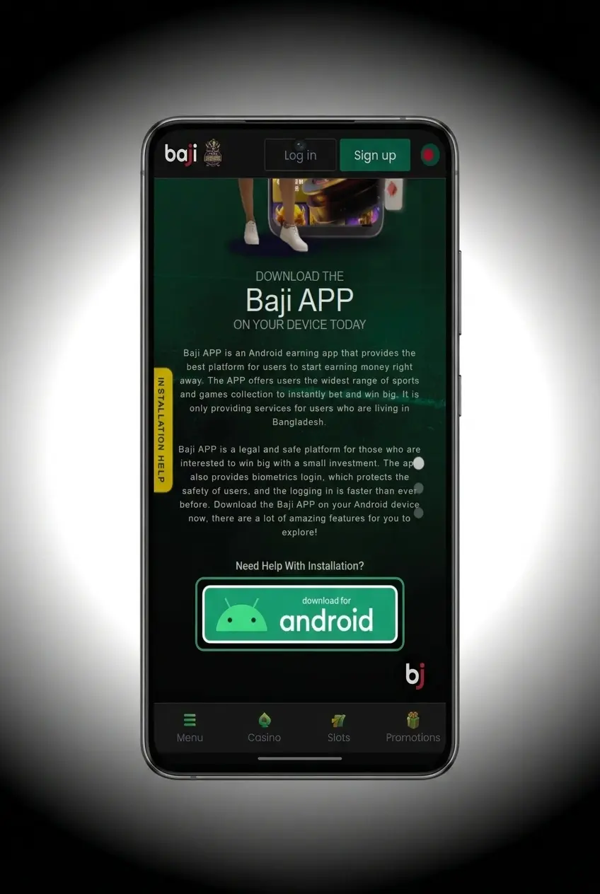 Baji Live APK download steps for Android showing install from unknown sources setting and app setup guide