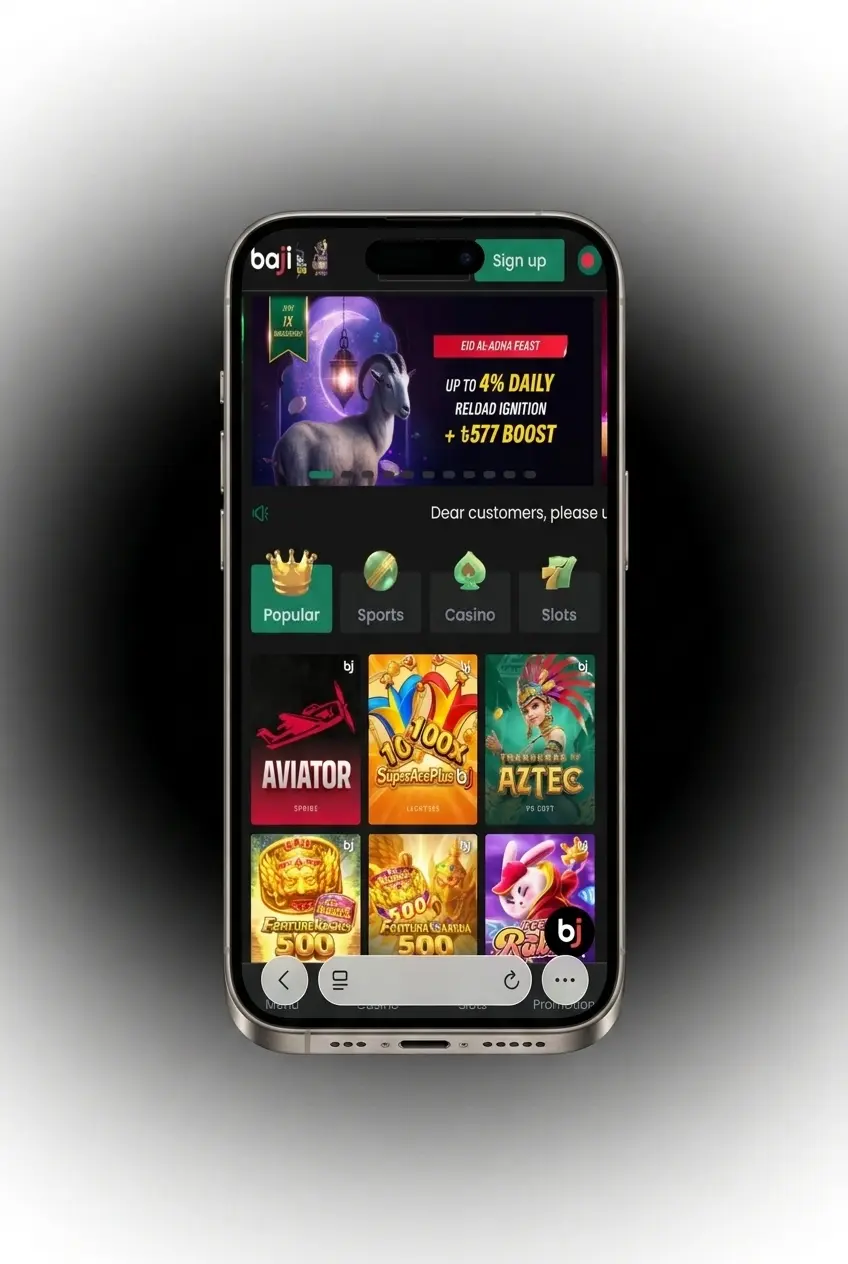 Baji Live iOS PWA installation steps showing how to download and add the app to iPhone home screen via Safari