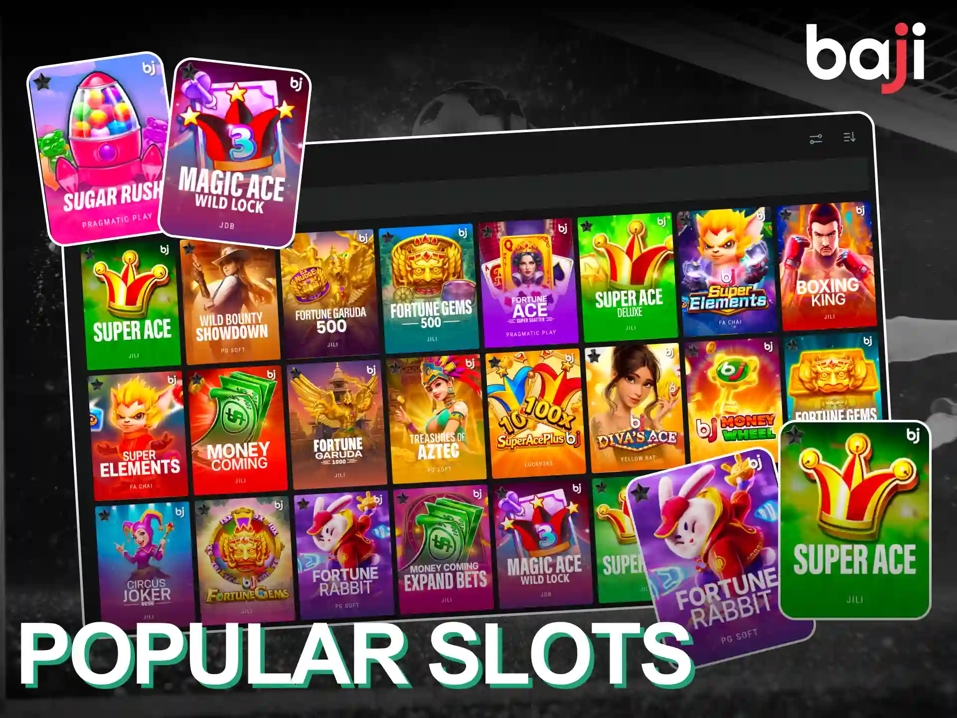 The most popular and interesting slot games at Baji Live website.