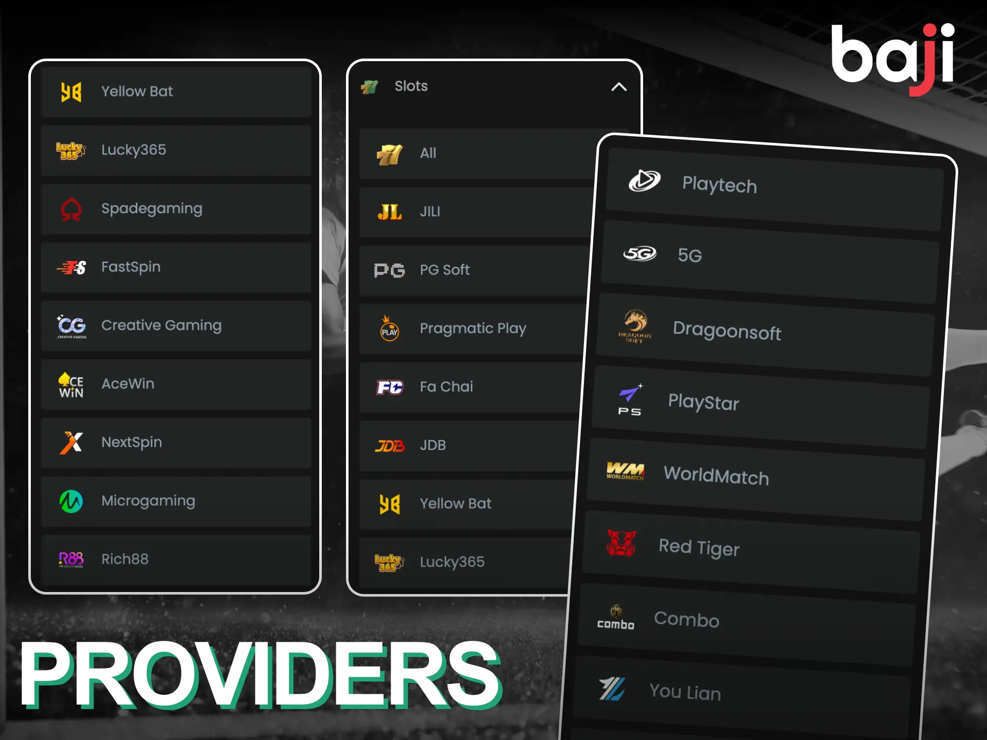 Baji Live partners with leading and trusted software providers.