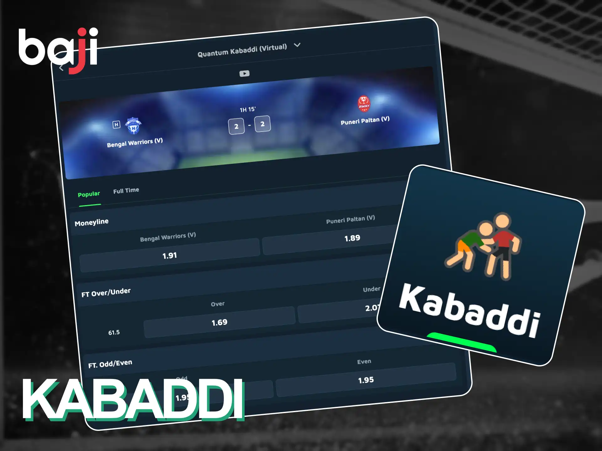 Bet on high-stakes Kabaddi tournaments with competitive odds on Baji.